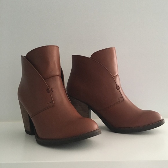 Cognac Leather Slip On Ankle Bootie - Picture 2 of 6